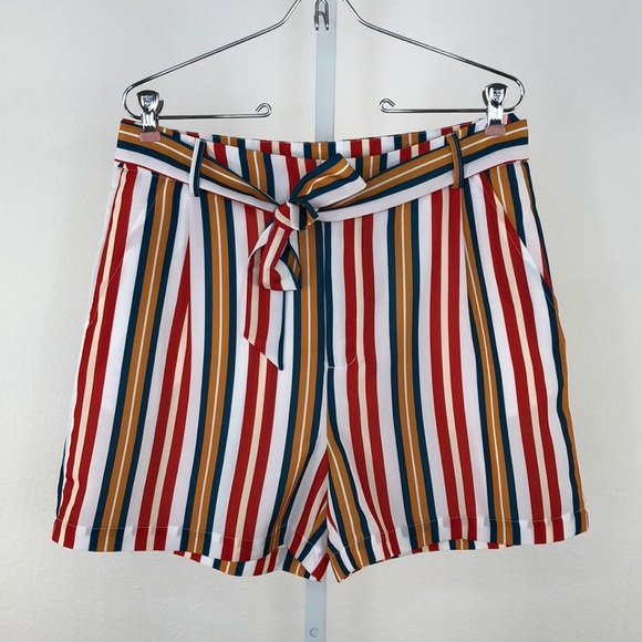 Nasty Gal Pants - K.Zell By Nasty Gal Red Striped Shorts, NWT Large